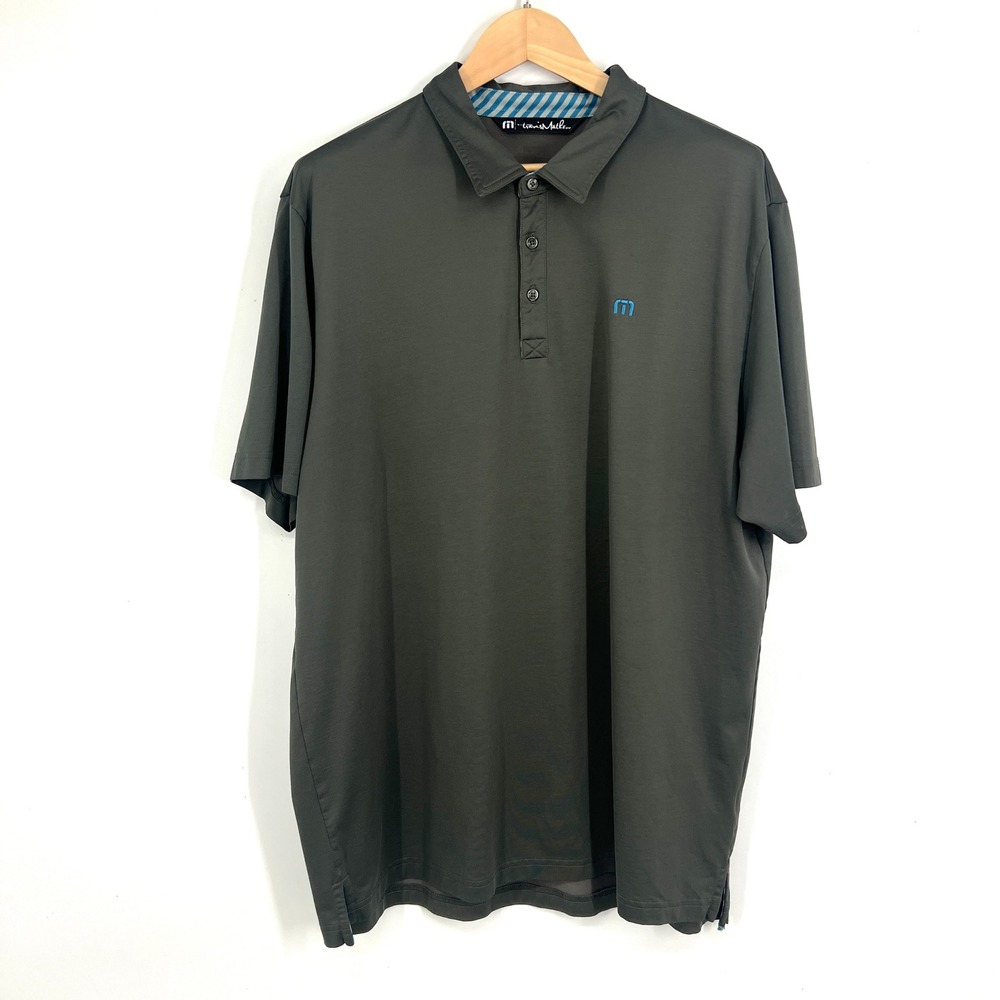 Travis Mathew Mens XXL Golf Polo‎ Shirt Dark Gray Performance Short Sleeve